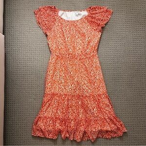 J. Crew Floral Orange, White, and Black Floral Midi Dress